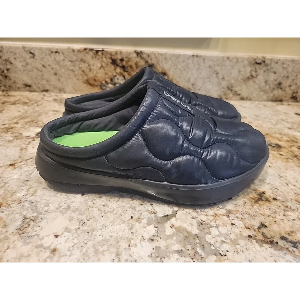 OOFOS OOcoozie Thermo Mule Men's Recovery Shoes Black & Alpine Moss Size 11.5